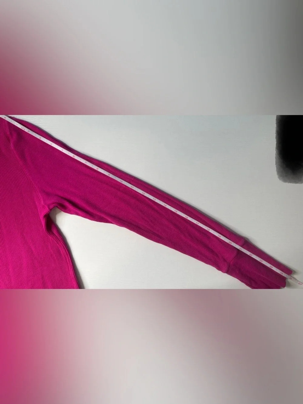 aerie Bright Pink Long-Sleeve Waffle-Knit Crewneck Top